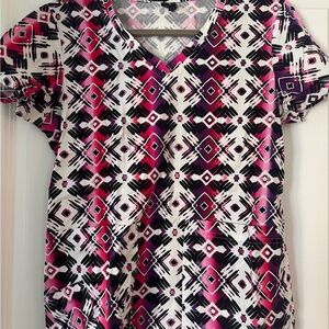 Barco Uniforms Pink and Purple Geometric Blouse
